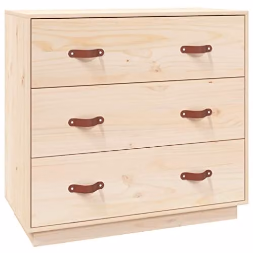 vidaXL Rustic Solid Wood Pine Sideboard in Brown and Beige, W/D/H: 80 x 40 x 75 cm
