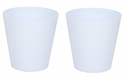 Wham 27102 Round Flower Pot Set of 2, White, Diameter: 18 cm