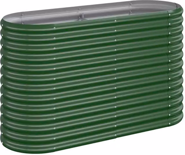 Berkfield Home Garden Green Powder-coated Steel Raised Bed W/D/H: 114 x 40 x 68 cm – 1