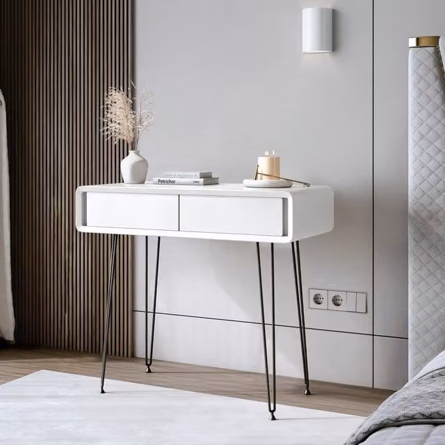 CARME Industrial Dressing Table in White, Black and Grey