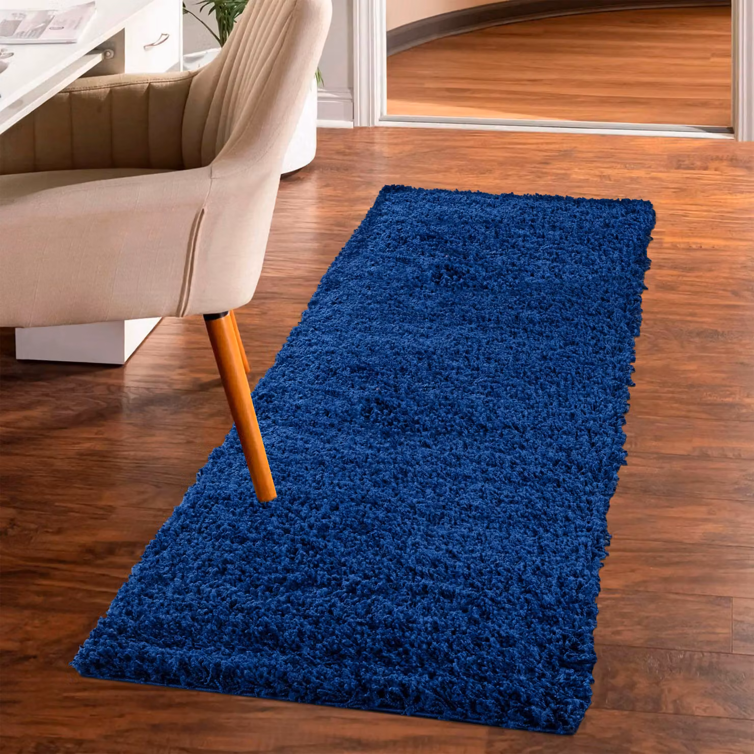 Smart Living Soft Fluffy Shaggy Area Rug in Dark Blue, 60 x 110 cm – 3
