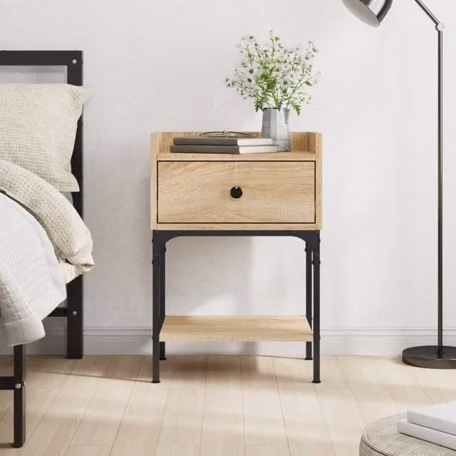 Berkfield Home Sonoma Oak Bedside Table in Brown, W/D/H: 40.5 x 31 x 60 cm – 1