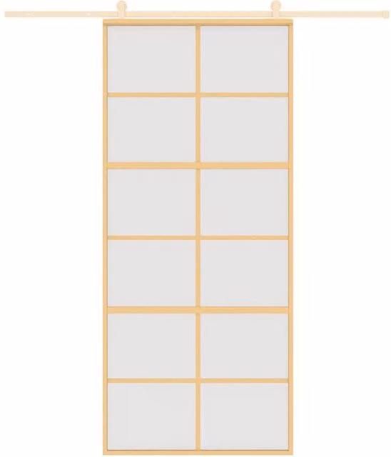 Berkfield Home Modern Sliding Door in Gold with Frosted ESG Glass and Aluminium, W: 90 cm, H: 205 cm