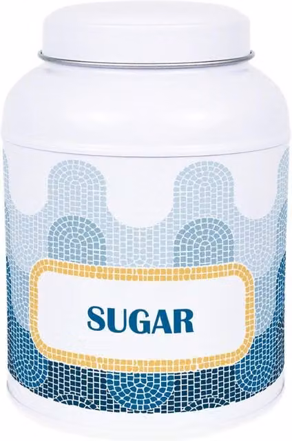 Purely Home Mosaic Waves Hot Chocolate Canister with Small Domed Lid in Blue and White Metal