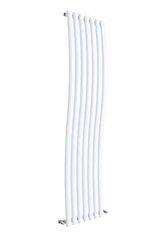 nuie HLW95 Revive Wave Modern Bathroom Wall Hung Single Panel Designer Vertical Radiator, Gloss White, H: 178.5 cm