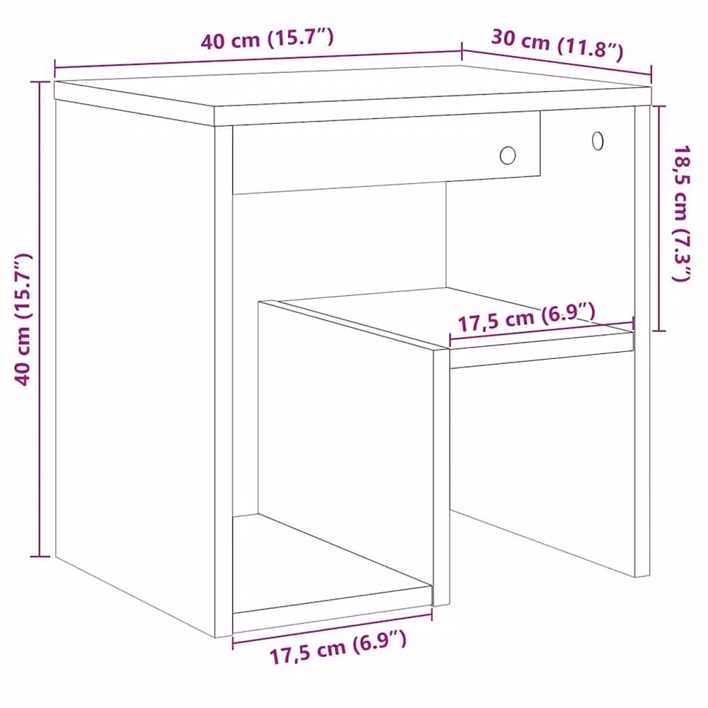 Berkfield Home Set of 2 Artisan Oak Bedside Cabinets in Brown, W/D/H: 40 x 30 x 40 cm – 7