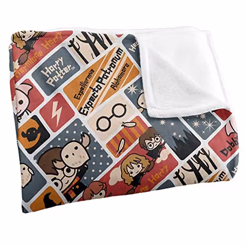 LOGOVISION Harry Potter Chibi Pattern Fleece Throw Blanket, White and Multicolour, W/D/H: 152 x 127 cm – 2