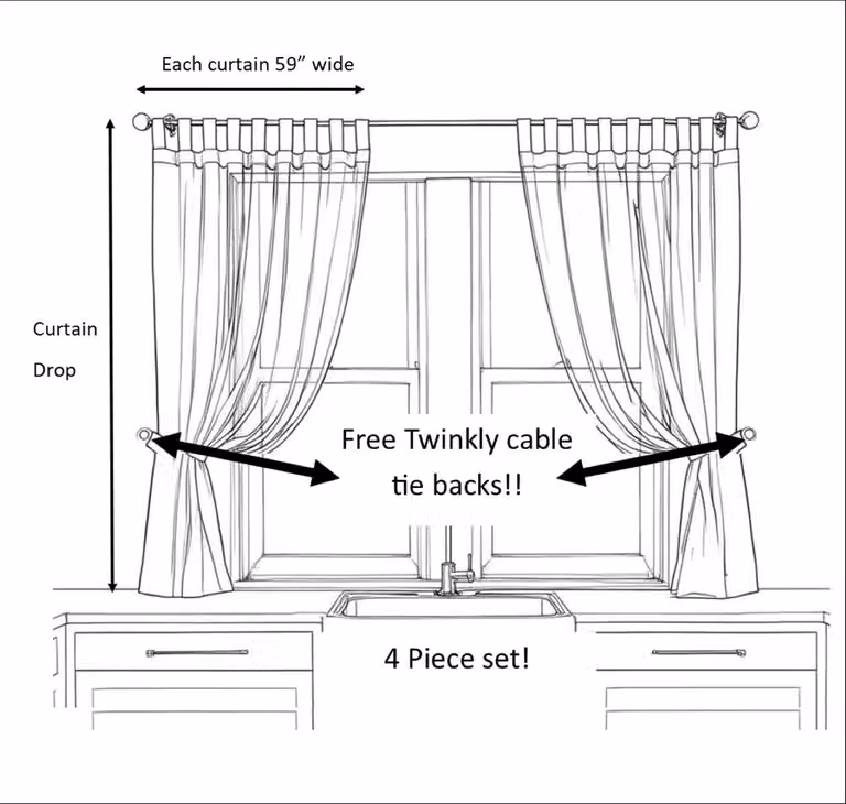 Luxury Living Terracotta Voile Tab Top Sheer Curtain Pair with Crystal Tie Backs, Width: 145 cm, Drop: 137 cm