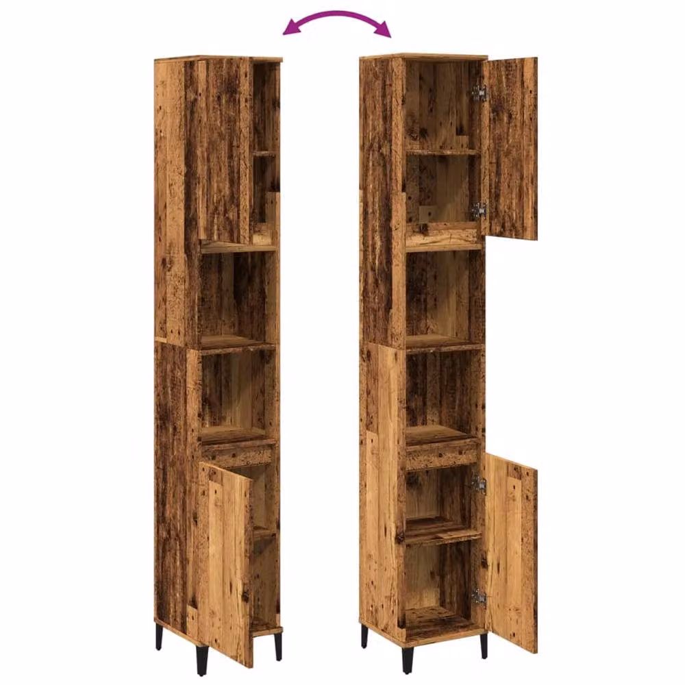 Berkfield Home Industrial Bathroom Cabinet in Brown, W/D/H: 30 x 30 x 190 cm – 4