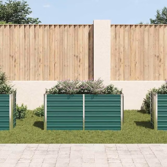 Berkfield Home Garden Galvanised Steel Raised Bed, Green, W/D/H: 160 x 40 x 77 cm