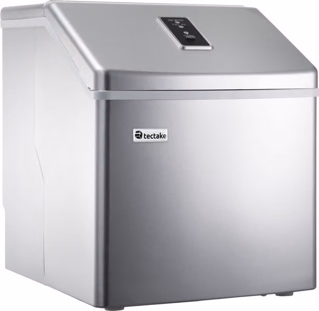 tectake Silver and Grey Stainless Steel Ice Maker for Clear Ice Cubes