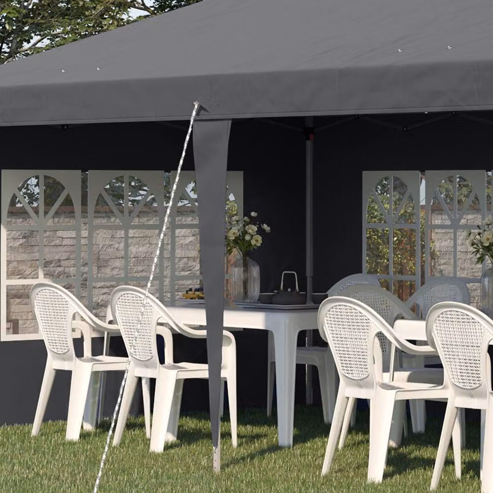 Outsunny Grey Pop Up Gazebo with Removable Walls and Steel Frame, W: 300 cm, D: 300 cm, H: 270 cm – 8
