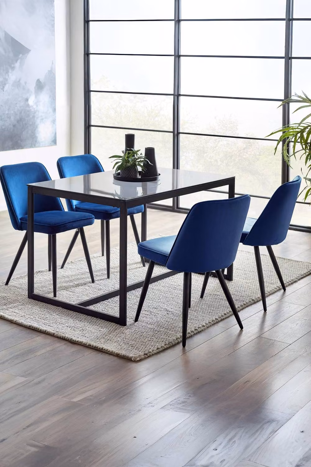 Julian Bowen Chicago Rectangular Glass Top Dining Table in Black and Grey, H75 x W120 x D80 cm – 5