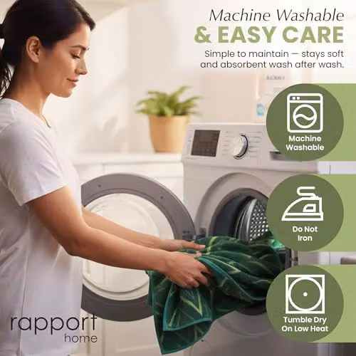 Rapport Home Helix 2-Pack Bath Towels in Green, 100% Cotton, 500gsm, W: 70 cm, L: 120 cm – 6