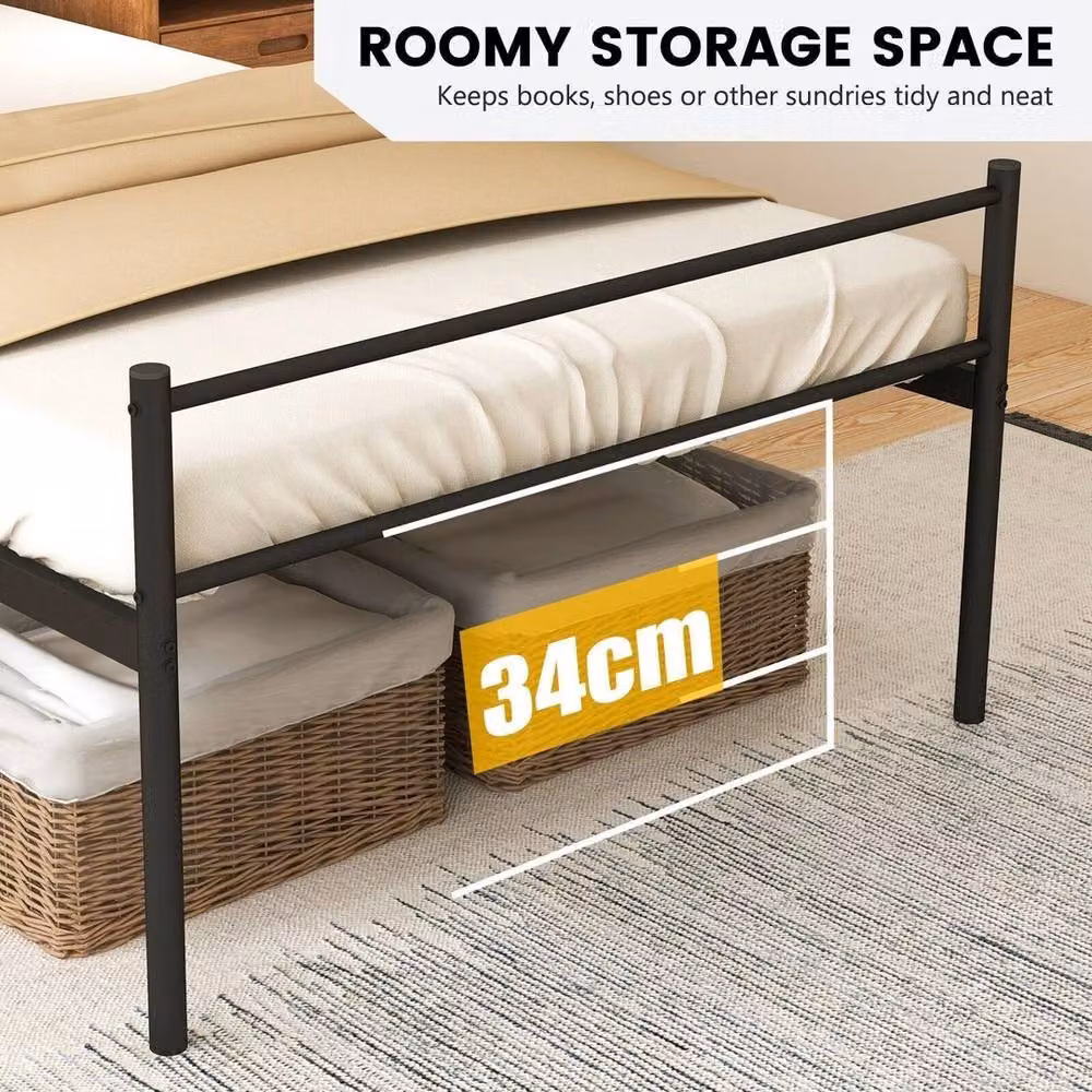 NESTLUNE Heavy-duty Single Metal Bed Frame, Black, W/D/H: 90 x 190 x 220 cm – 4