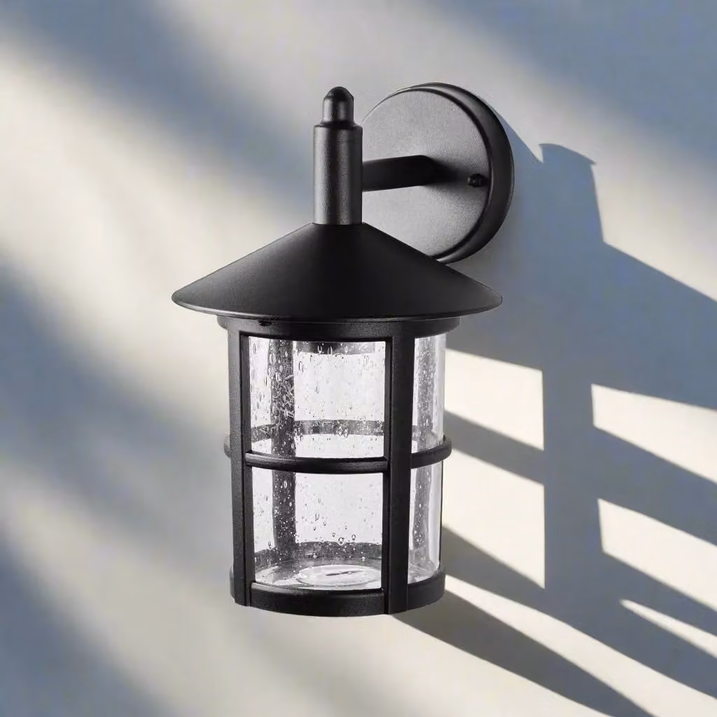 CGC Lighting Black Traditional Outdoor Wall Lantern with Transparent Glass Diffuser – 5