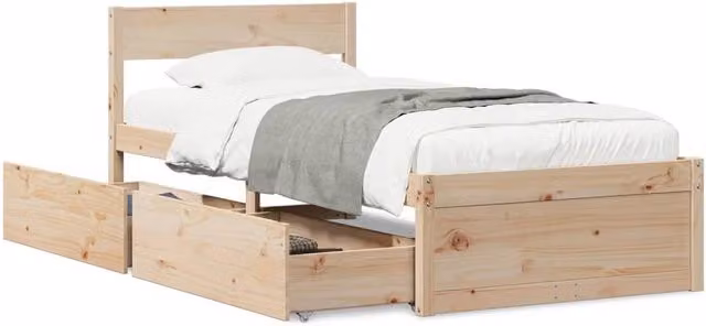 Berkfield Home Small Single Solid Wood Pine Bed Frame in Natural – 1