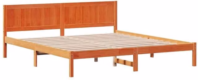 Berkfield Home Wax Brown Solid Pine Wood Bed Frame, W/D/H: 180 x 200 cm – 1