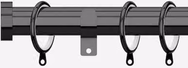 New Edge Blinds Black Nickel 28mm Metal Curtain Pole, Length: 150 cm