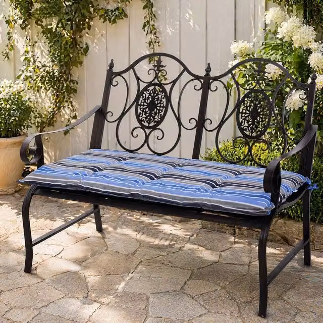 STILVORA Set of 2 Blue Maritime Rectangular Seat Cushions with Foam Filling and Water Repellent Polyester Fabric – 1
