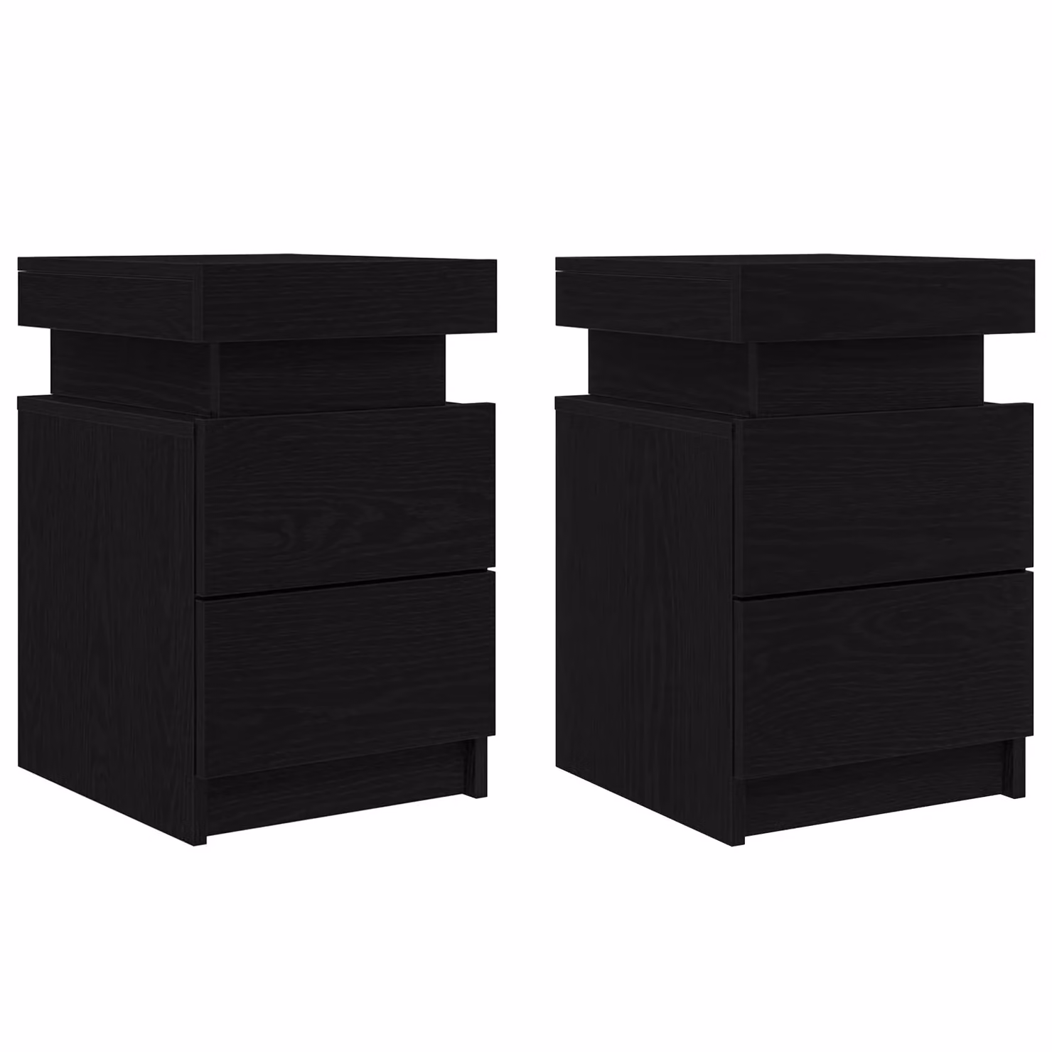 Berkfield Home Set of 2 Black Oak Bedside Cabinets with Integrated LED Lights W/D/H: 35 x 39 x 55 cm – 4