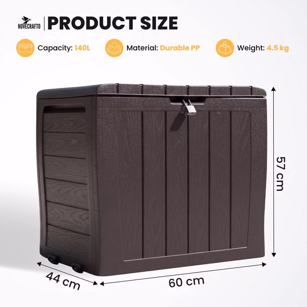 Kelvenix Plastic Garden Storage Box, Brown, W/D/H: 60 x 44 x 57 cm – 2