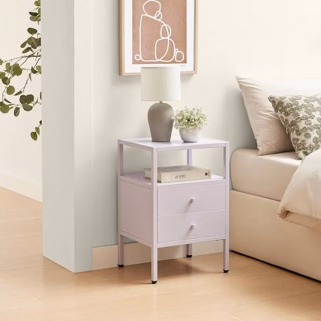 FurnitureboxUK Lykke Metal Storage Bedside Table in Purple – 1