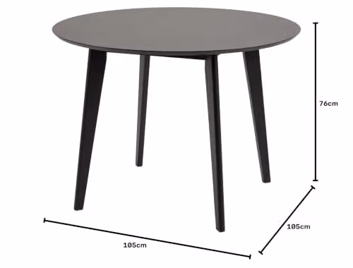 Furniture To Go Roxby Round Dining Table and 4 Dining Chairs in Black, Diameter: 105 cm – 2