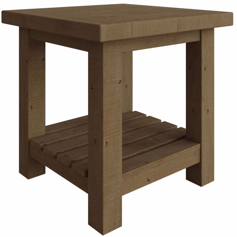 ERGOVEXA Handcrafted Reclaimed Pine Lamp Table in Brown – 3