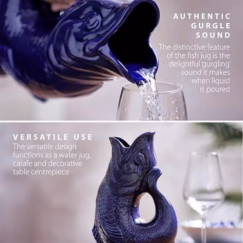 Wade Ceramic Fish Jug, Blue and White, 0.6 l – 4