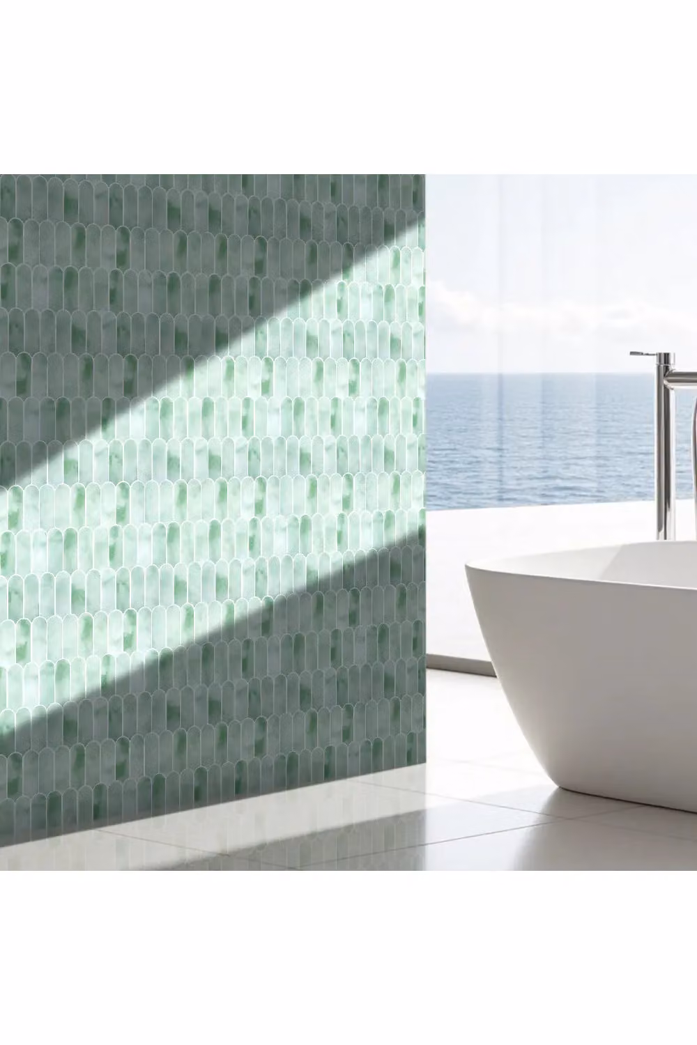 Living and Home 10-Piece Gradient Colour 3D Arch Self-Adhesive Wall Tile Stickers in Green – 2