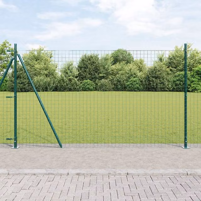 Berkfield Home Euro Fence with 7 Flanged Posts, Silver Galvanised Steel, 1.5 x 10 m – 1