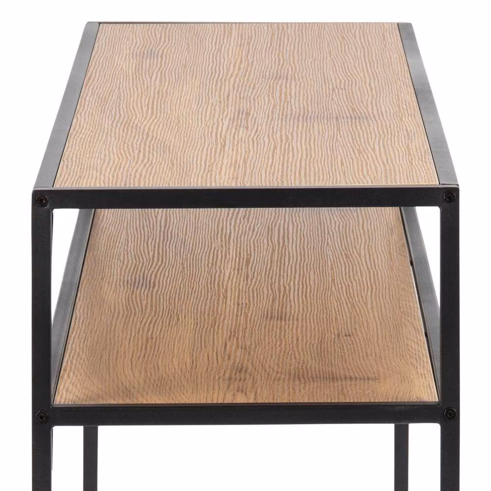 Wyld Haus El Paso Console Table with Wild Oak Veneer Top and Matt Black Steel Base in Natural, W/D/H: 79 x 35 x 35 cm – 3
