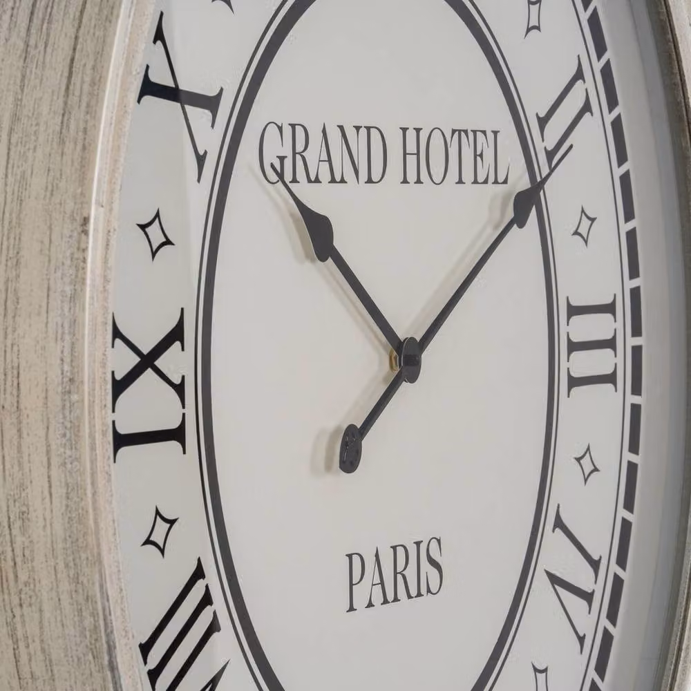 Lemon Pavilion Large Grey and White Classic Analog Quartz Tabletop Clock with Glass and Wood, W: 80 cm, H: 80 cm, D: 80 cm – 2
