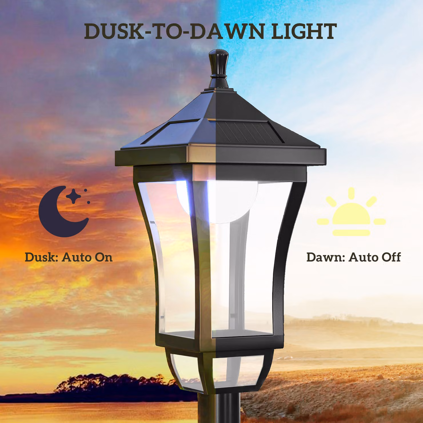 Outsunny Solar LED Garden Post Light, Waterproof IP44 Outdoor Lantern in Black with Cool White Light, Height: 130 cm – 4