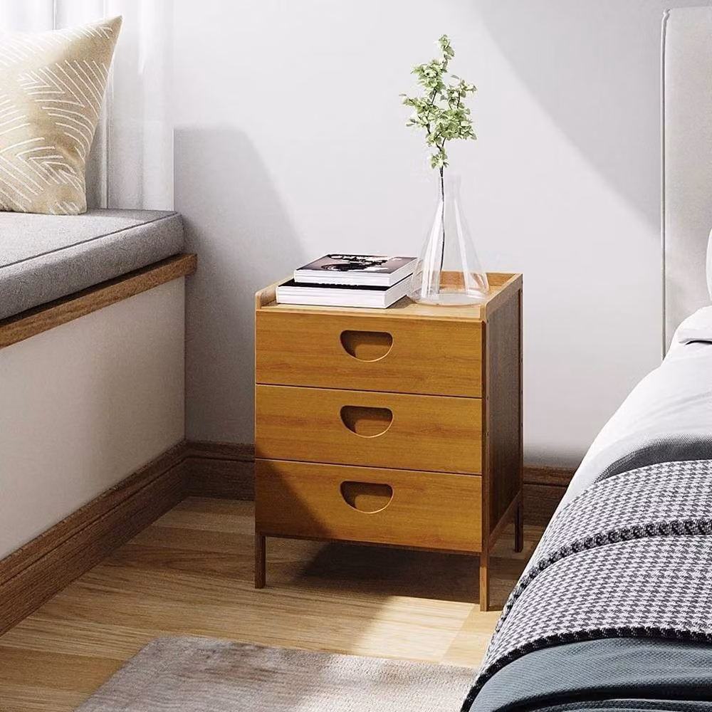 KORVIXA Brown Small Bedside Table and Side Cabinet W/D/H: 100 x 100 x 100 cm – 3