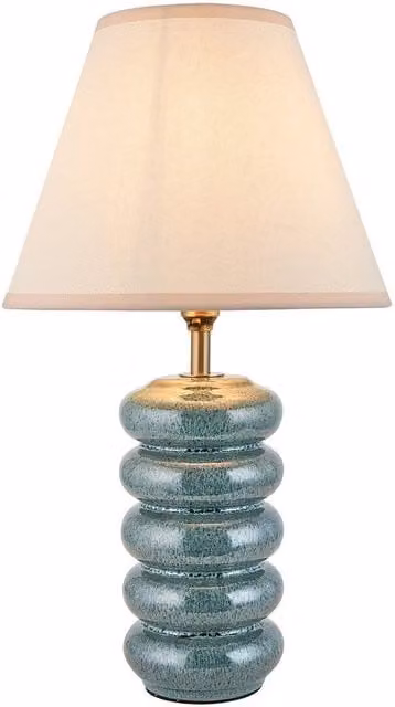 Netlighting Squash Ocean Spray Glaze Table Lamp with Blue Fabric Ivy Shade, B22, Diameter: 25 cm – 1