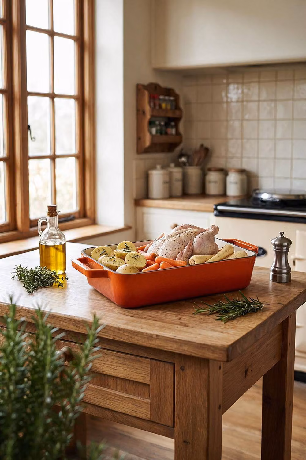 ExtraStar Enamelled Cast Iron Rectangular Casserole Dish with Handles, Orange – 4