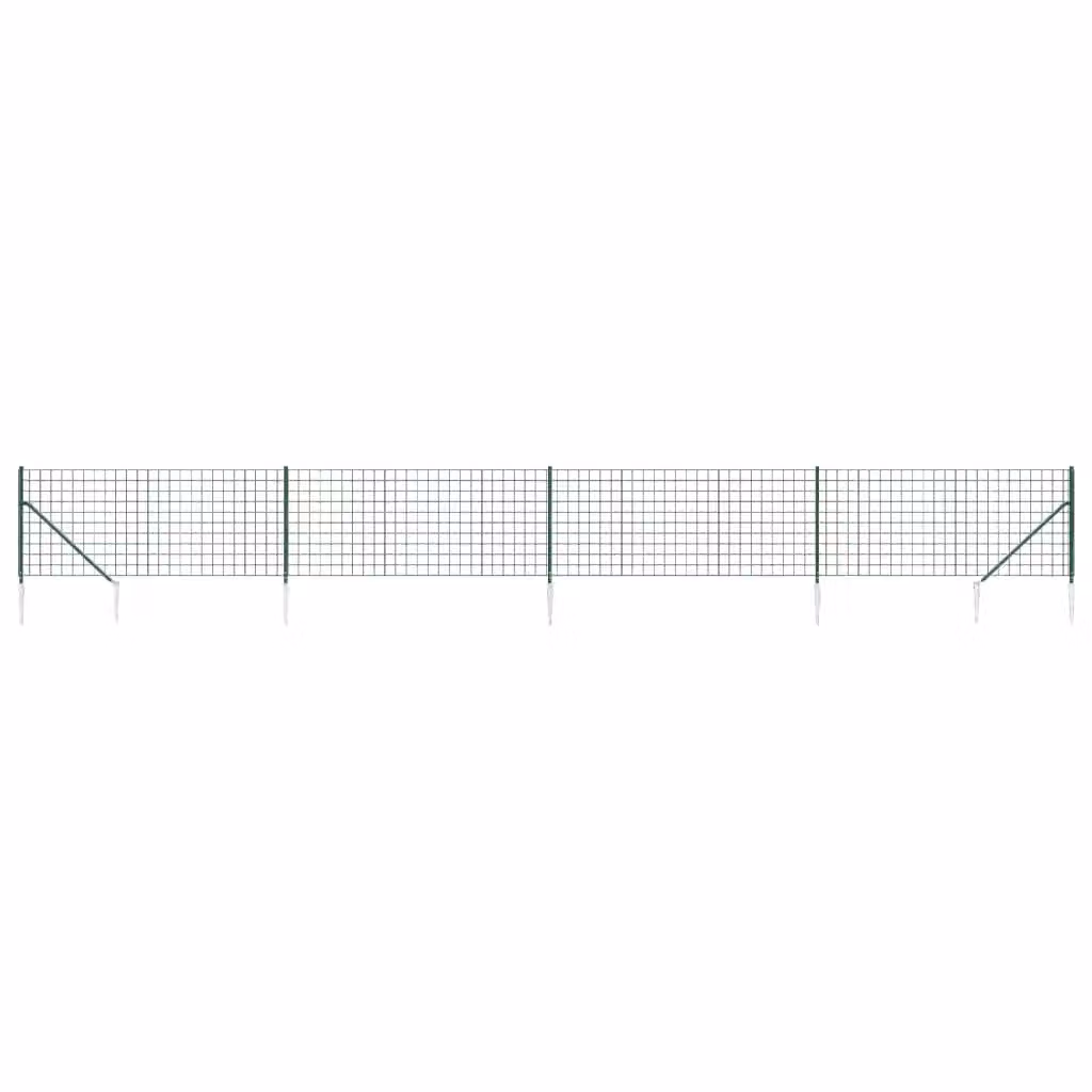 Berkfield Home Green PVC Coated Galvanised Steel Wire Mesh Fence with Spike Anchors W/H: 0.8 x 10 m – 2