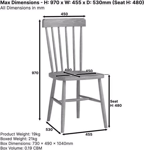 FORGEVIO Marbury Classic Oiled Oak Back Dining Chair in Light Oak – 1