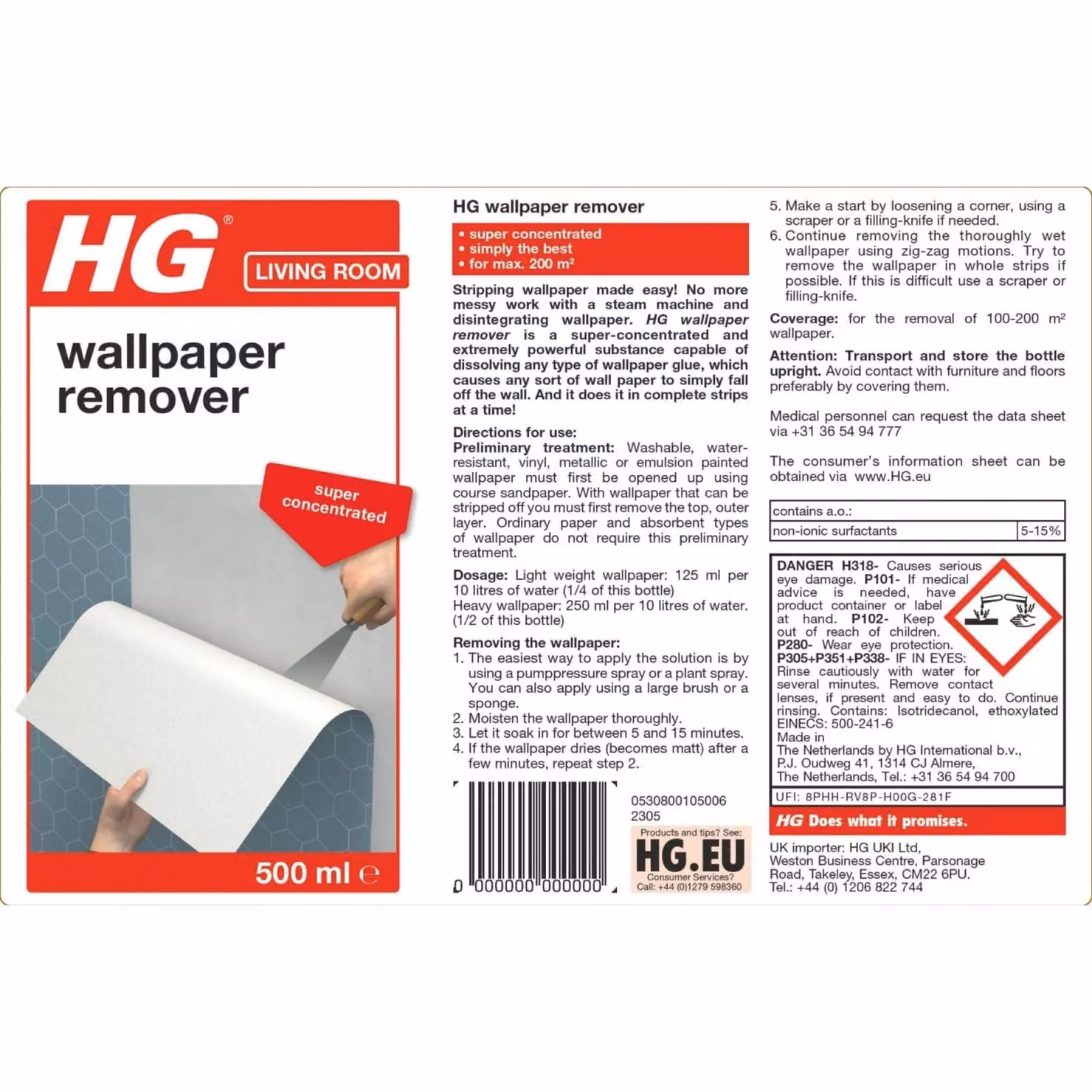 HGL HG Wallpaper Remover, 500ml, White