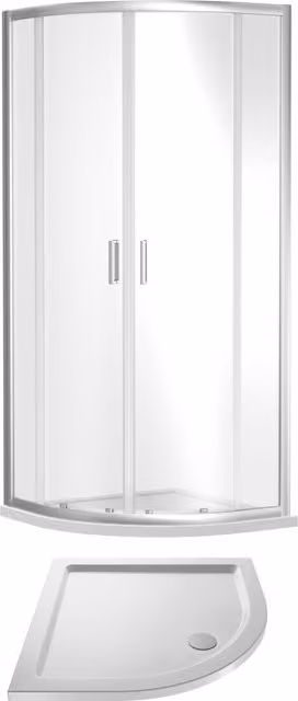 Balterley Ruwa Quadrant Corner Shower Suite with 6mm Glass and Tray, Silver, W/D: 90 x 90 cm
