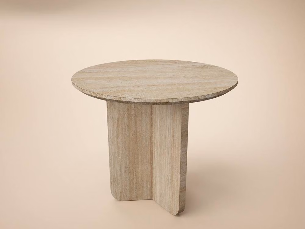 Solace+Co Aven Round Sintered Stone Effect Side Table in Grey Stone – 2