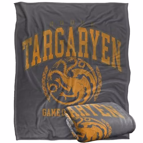 Warner Bros. Game of Thrones Varsity Targaryen Super Soft Fleece Throw Blanket, Multicolour, W: 152.4 cm x D: 127.0 cm