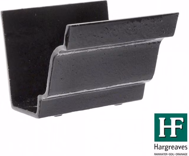 Hargreaves Premier Cast Iron Moulded Ogee Gutter Union, 100mm, Black