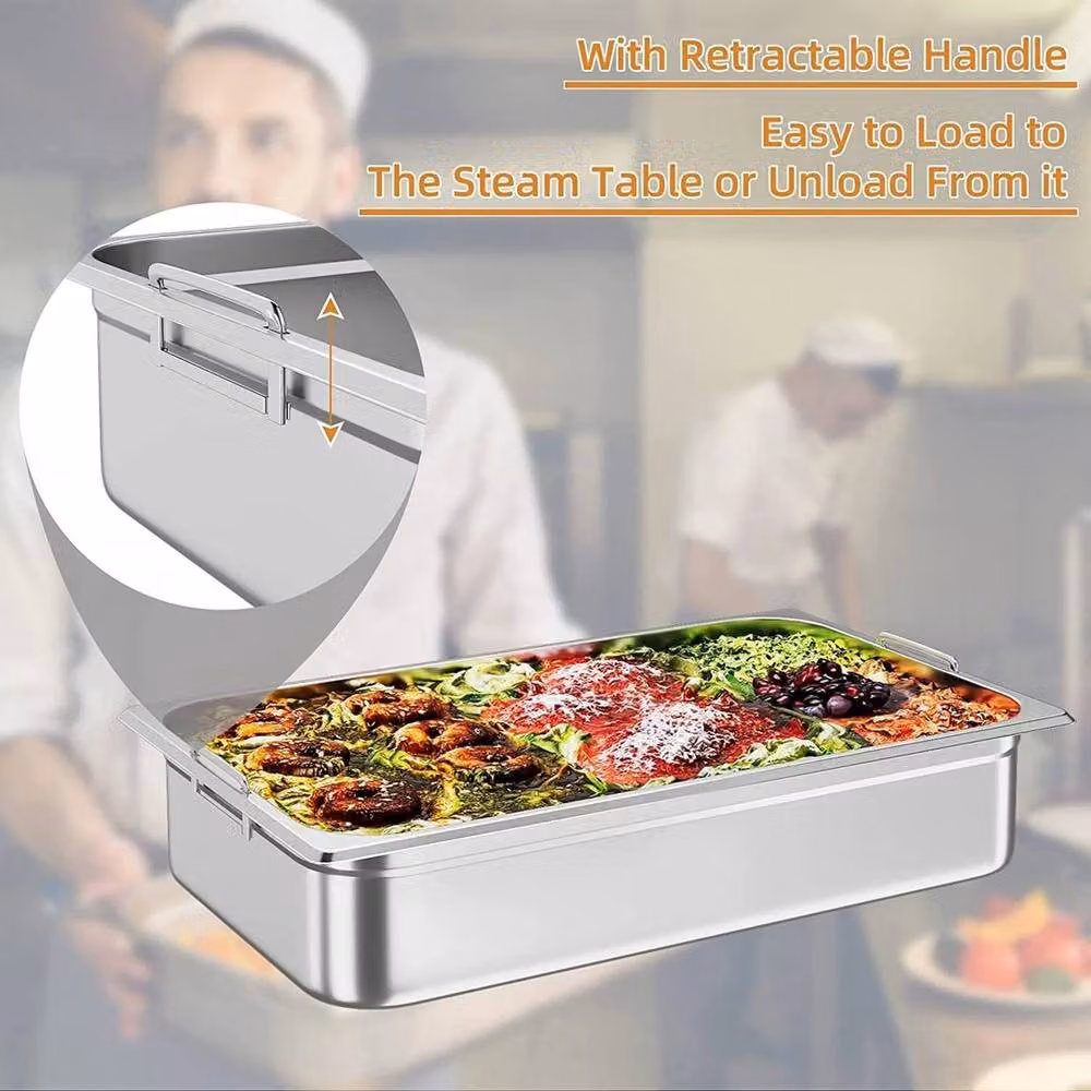 VOGREX Stainless Steel Steam Prep Table for Hotel Buffets in Metallic Silver – 2