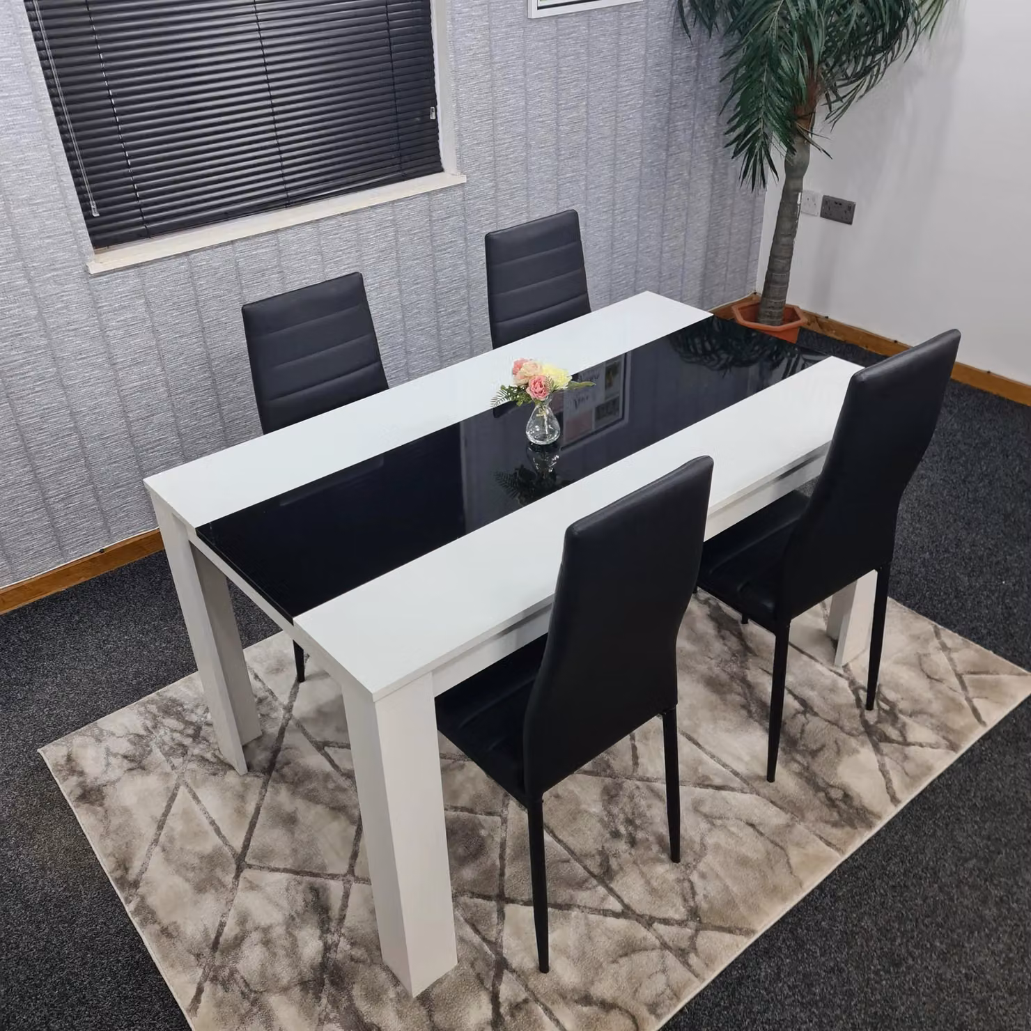 Kosy Koala Modern Dining Table and 4 Chairs Set in White and Black, W/D: 140 x 80 cm – 7