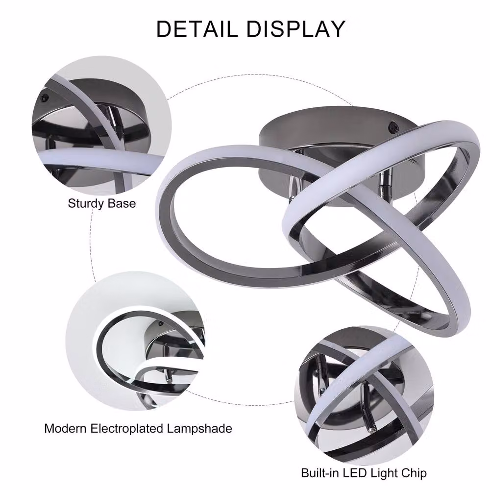 NIVOR Modern Black LED Ring Flush Mount Ceiling Light, 6000K Cool White – 5