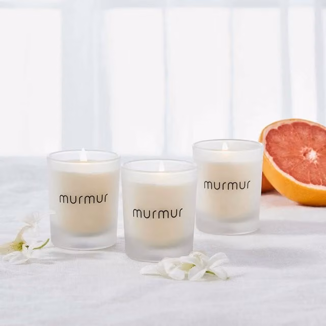 Murmur Energise Scented Votive Candles, 3 Pack, White, Fruity and Floral
