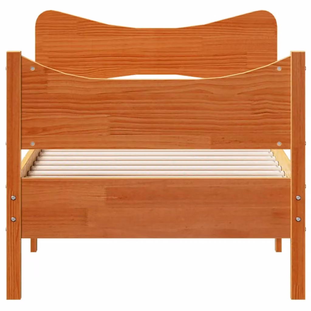 Berkfield Home Small Single Solid Wood Pine Bed Frame in Wax Brown, W/D/H: 75 x 190 cm – 3